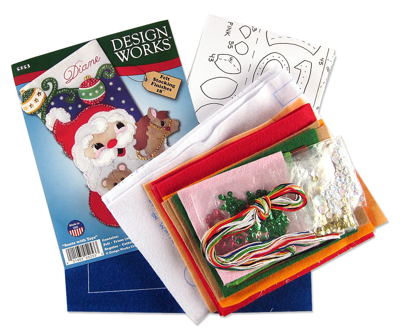 Santa and Toys Felt Stocking Kit