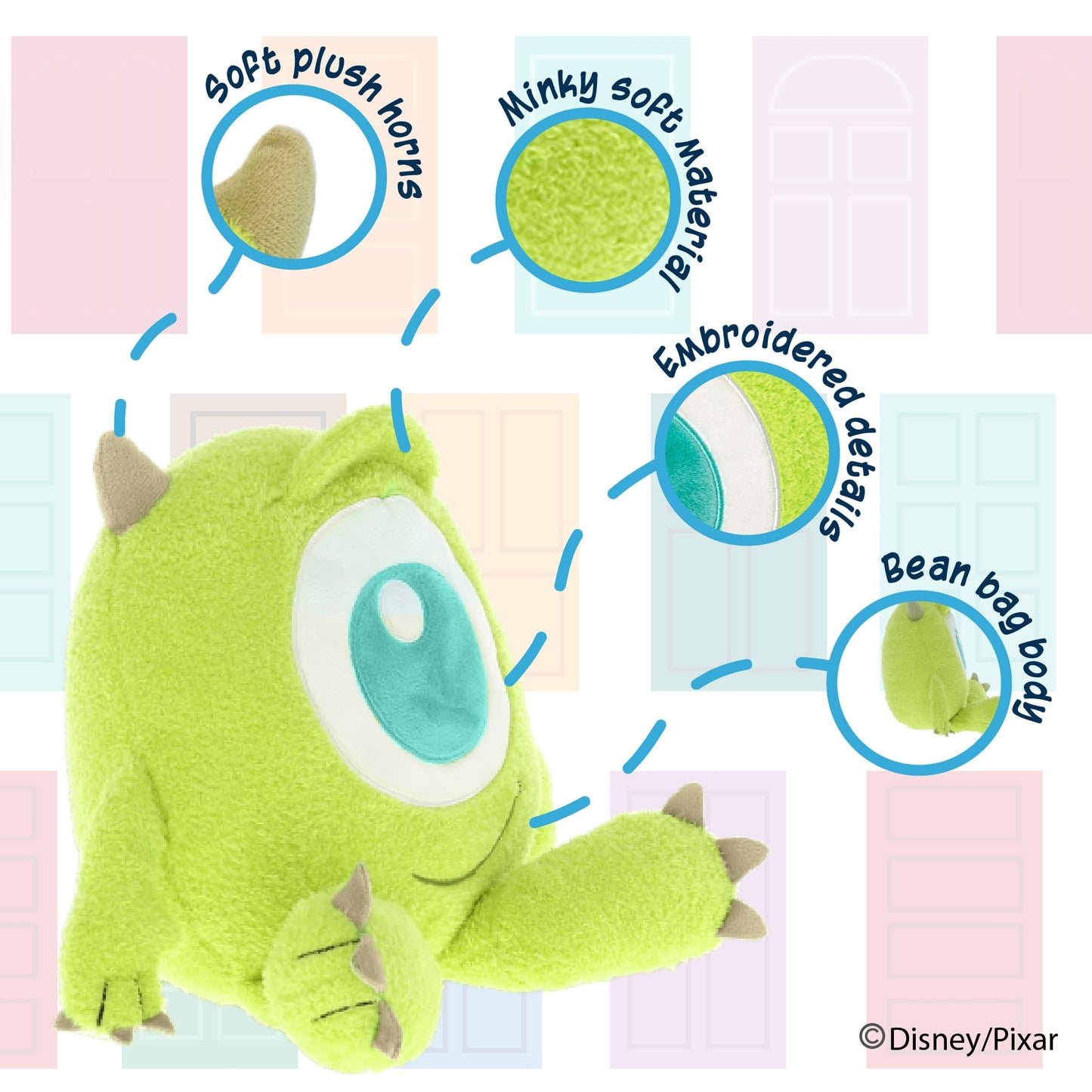 Disney Monsters Inc. Mike Wazowski Cuteeze Plush - Cute Cuddle Plushie Gift for Baby and Toddler Boys and Girls - 12 Inches