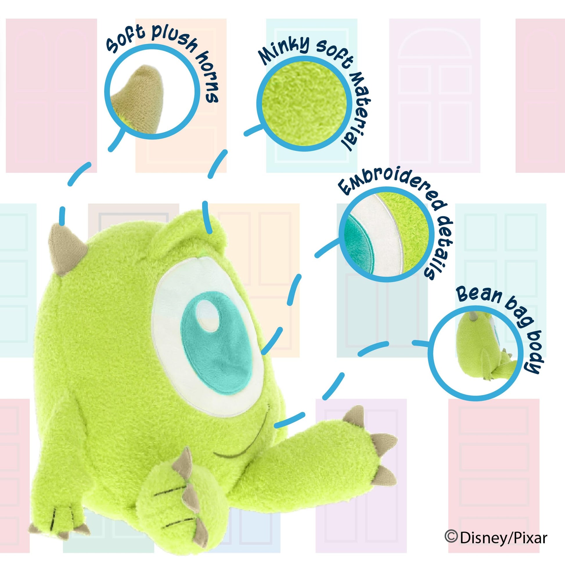 Disney Monsters Inc. Mike Wazowski Cuteeze Plush - Cute Cuddle Plushie Gift for Baby and Toddler Boys and Girls - 12 Inches
