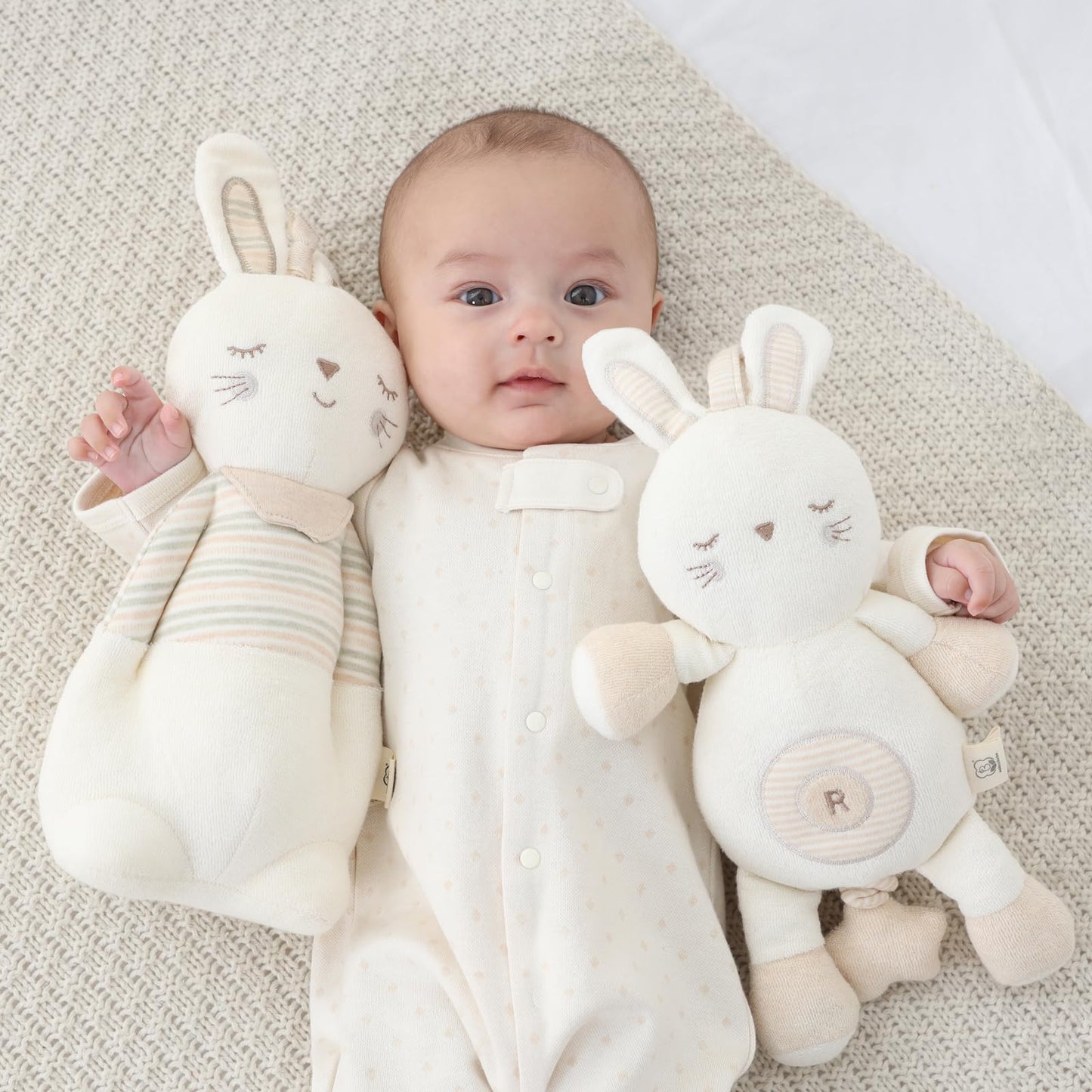 Newborn Baby Toys, Soft Cotton Stuffed Bunny Toy with Lullaby Music for Boy & Girl Babies 0-3-4-6+ Months,Easter Gift for Baby (Mrs.Bunny)
