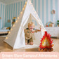Little Dove Teepee Tent for Kids with Star Lights, Mat & Campfire Toy, Premium Cotton Canvas Kids Play Tent with Wooden Poles, Foldable Indoor Outdoor