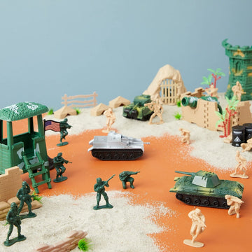 Juvale Action Figures Army Men Playset - Army Toys & Toy Soldiers for Boys Ages 8+ with Tanks & Weapons - Action Figure Accessories & Portable Storage