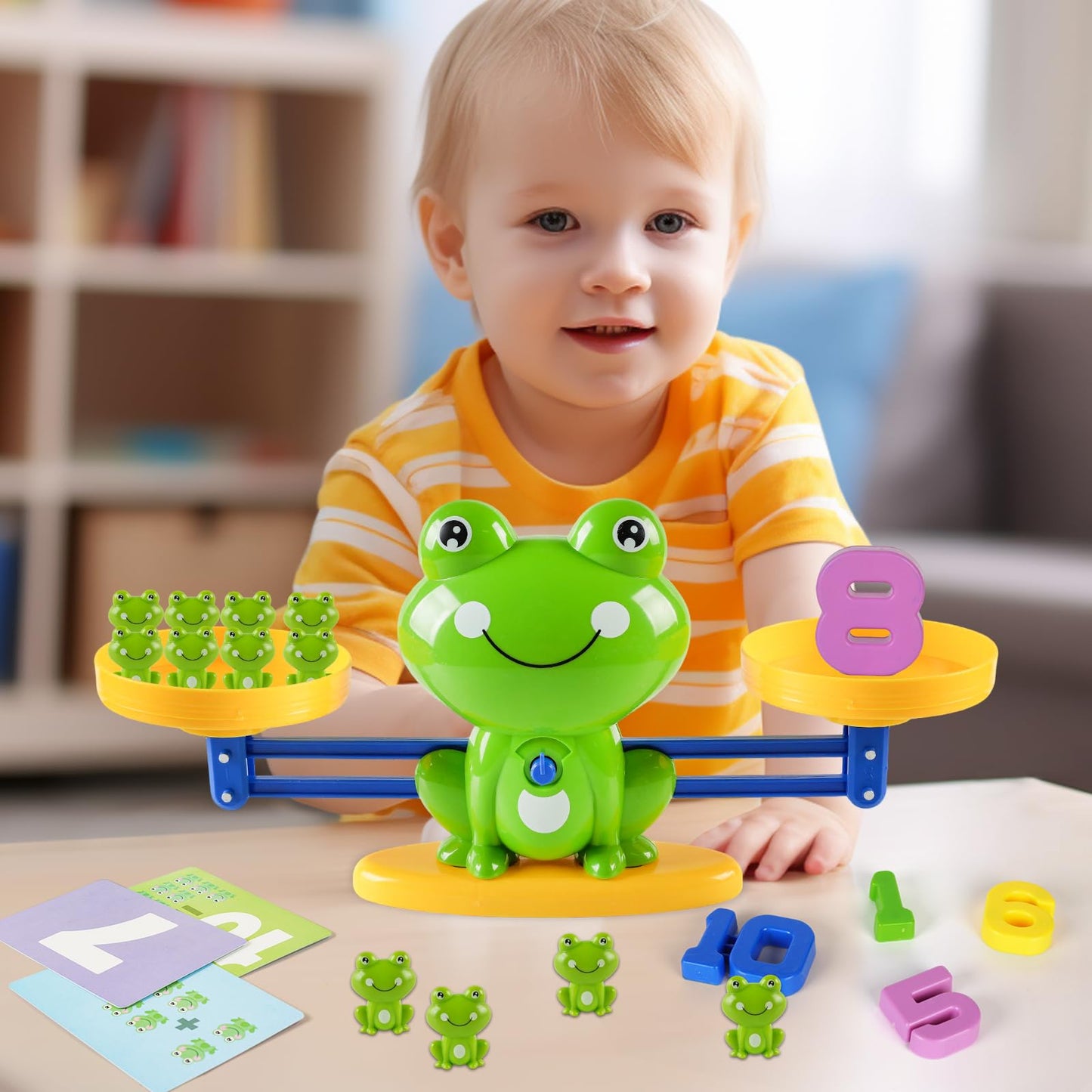 ISMETACU Frog Balance Math Toy for Preschool - Cool Counting Manipulatives and STEM Learning Materials for Kids Ages 5-7, Fun Number Match Activity