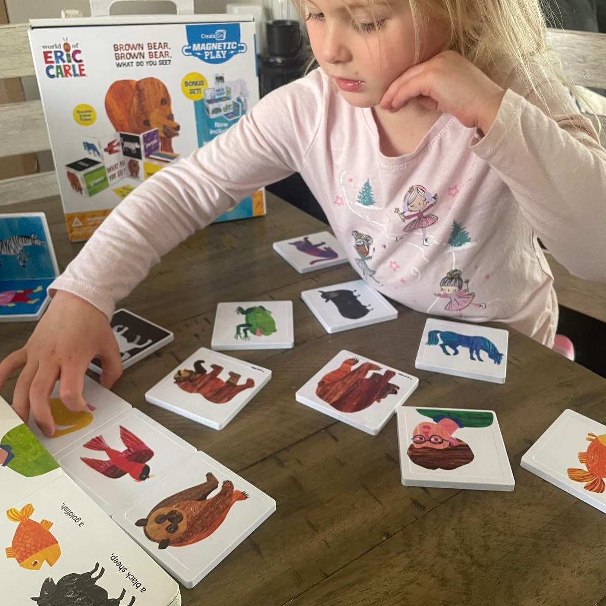 CreateOn Eric Carle Brown Bear with Polar Bear Bonus Set Magnetic Tiles, Building Set for Kids, Magnetic Building Toys for Kids, STEM Toys for Boys