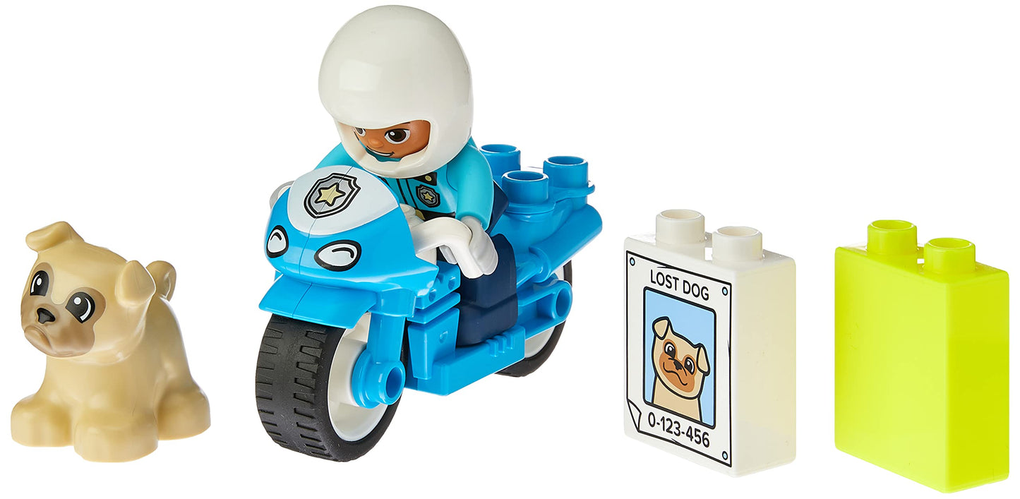 LEGO DUPLO Town Rescue Police Motorcycle 10967 Toy for Toddlers, Boys & Girls 2 Plus Years Old, with Police Officer and Dog Figure, Early Development