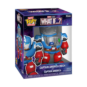 Funo Pop! Bitty Bots: Marvel - Captain America Mech with Captain America - 0.9 Inch and 4.7 Inch (11.9 Cm) - Television Collectable - Gift Idea - Toys