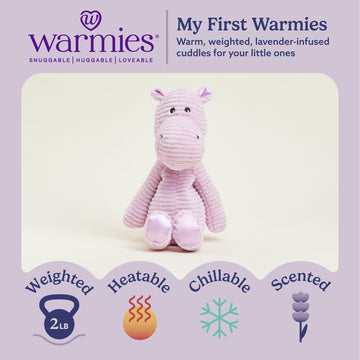 warmies Microwavable & Weighted Stuffed Animals, Hippo - Soothing Heated Stuffed Animal - Dual Heat & Chill Comfort - Calming Comfort for Adults