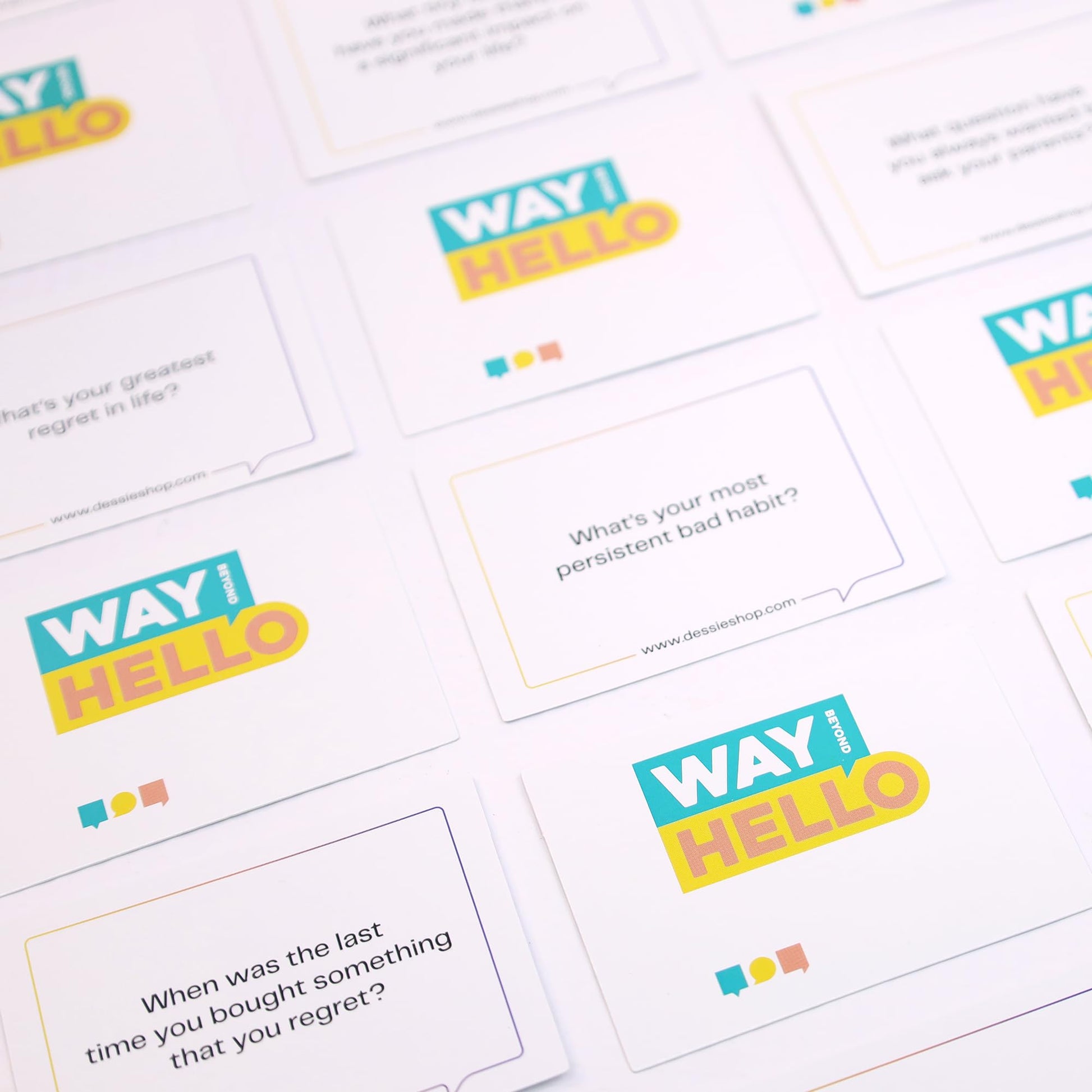 Dessie Way Beyond Hello: 120 Unique Conversation Cards, Therapy Games, and Questions for Couples, Families, and More. Perfect for Dinner Dates, Ice
