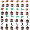 24 pcs Football Cupcake Toppers Rugby Ball Sport Super Ball Cupcake Toppers For Birthday Party (Football Party)