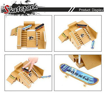 Kidsdream 5pcs Skate Park Kit Ramp Parts for Tech Deck Fingerboard Mini Finger Skateboard Fingerboards Ultimate Parks with 2PCS Finger Boards