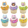 DecoPac DreamWorks Gabby's Dollhouse Rings, 72 Cupcake Decorations Featuring Gabby, Pandy Paws, Irresistible Kitty Characters, and Super Fun