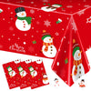 3 Pcs Christmas Tablecloth - Snowman Christmas Table cover, Disposable Plastic Rectangle Xmas Snowman Snowflakes Party Table cloths for Christma