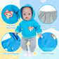 DVKKHD Baby Doll Clothes for 18 Inch Dolls, 14-16 Inch Cool Baby Doll Outfits Hoodies Suit, Blue Fashion Clothing Sweatshirt Compatible with 43cm