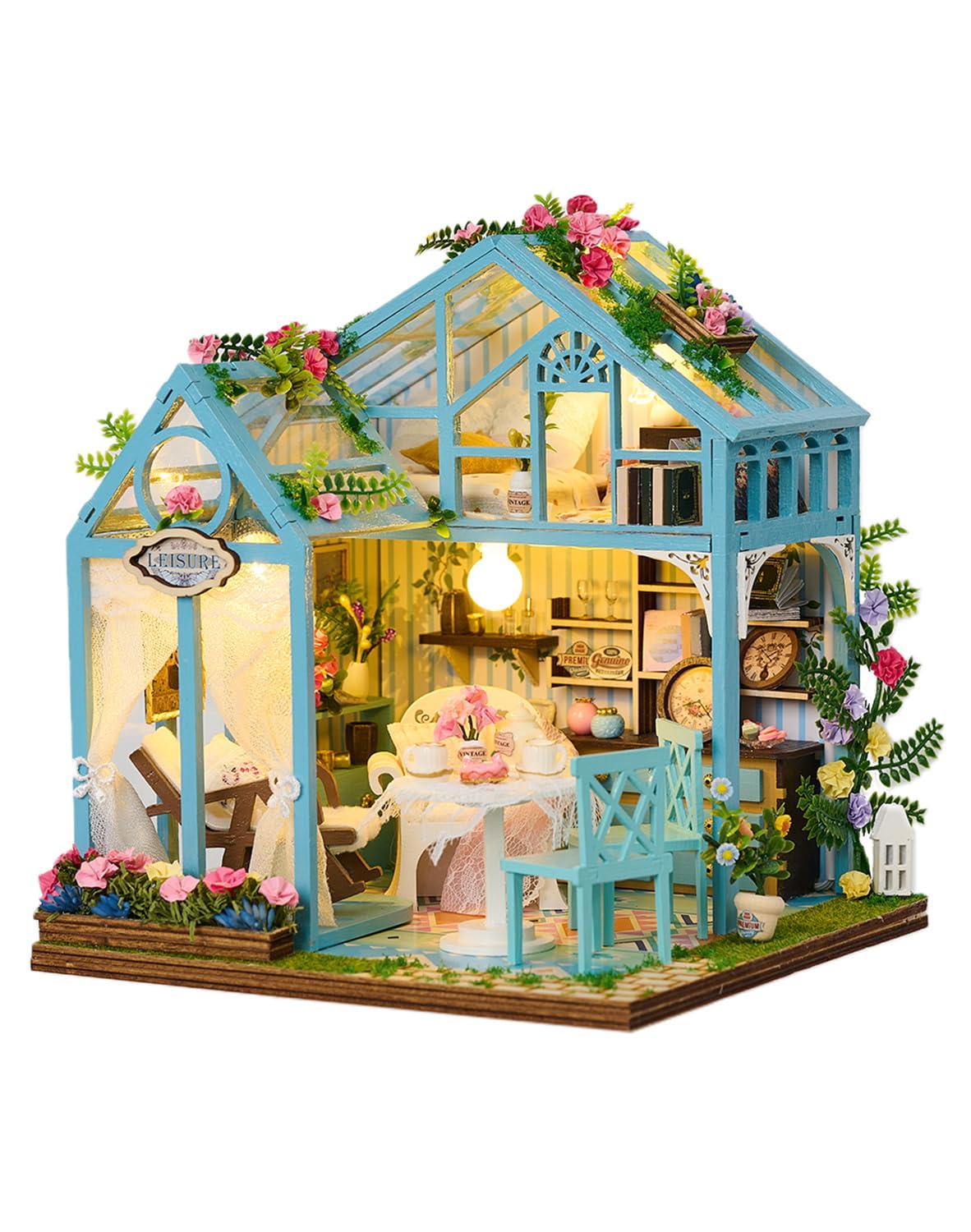 DIY Miniature House Kit for Adults, Teens and Beginners, Mini House Building Kit with Furniture and LED Lights, Wooden Dollhouse Kit Decoration