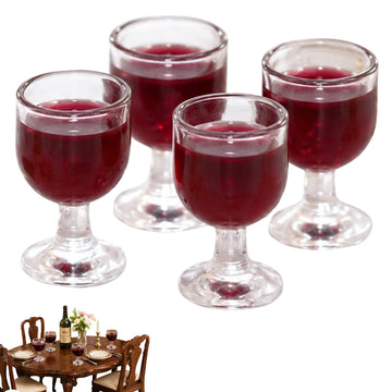 4Pcs Miniature Wine Glasses, Red, 1:12 Scale Dollhouse Accessories, Room Decoration Display