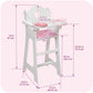 Badger Basket Chevron Doll High Chair with Plate, Bib, and Spoon - Ideal for Feeding 18-Inch Dolls in White and Pink