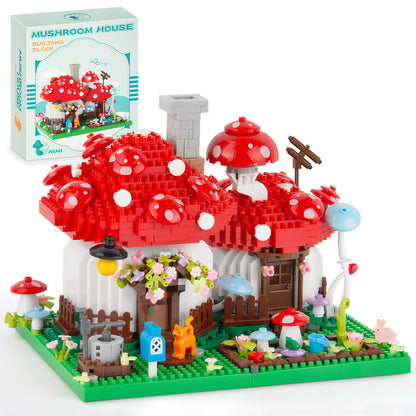 Vziimo Mushroom House Building Set, Creative Mushroom Garden Model Kits for Adults, 1346PCS Micro Bricks Collectible Ideals Gifts for Teens 14+