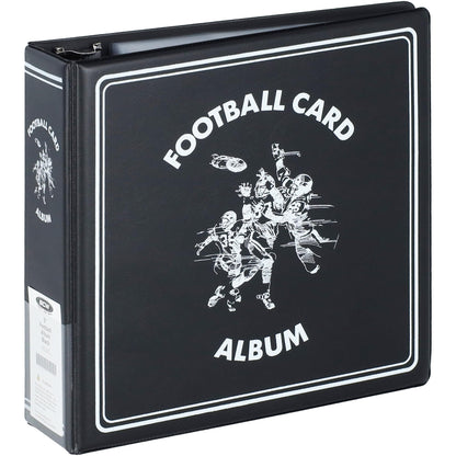 BCW 3-Inch D-Ring Football Trading Card Binder - Black | Holds 90 Pages | Heavy Duty Durable Design Football Card Binder | 1 ct