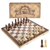 AMEROUS 15 Inches Magnetic Wooden Chess Set - 2 Extra Queens - Folding Board - Pieces Storage Slots, Handmade Portable Travel Chess Game - Beginner