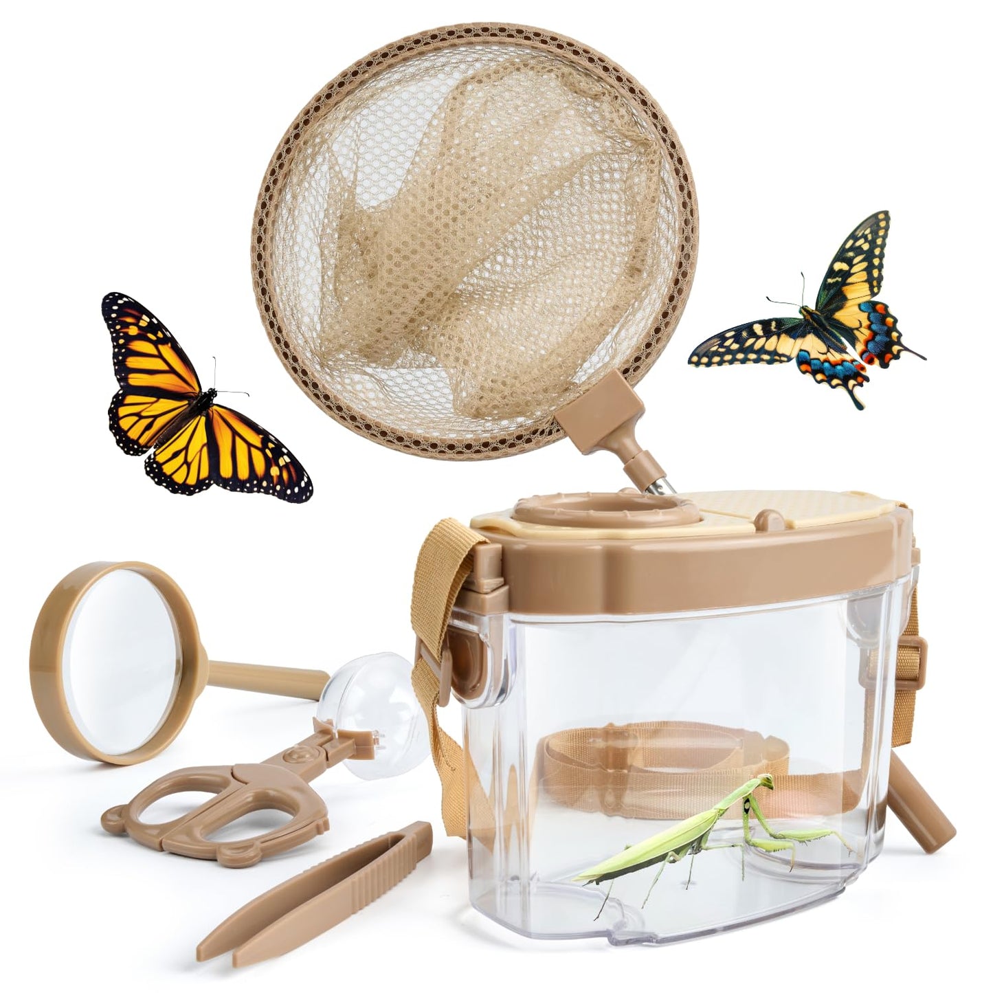 Montessori Mama Kids' Bug Catching Kit - Complete Insect Exploration Set with Habitat, Extendable Net, Magnifying Tools & Carry Strap - Educational