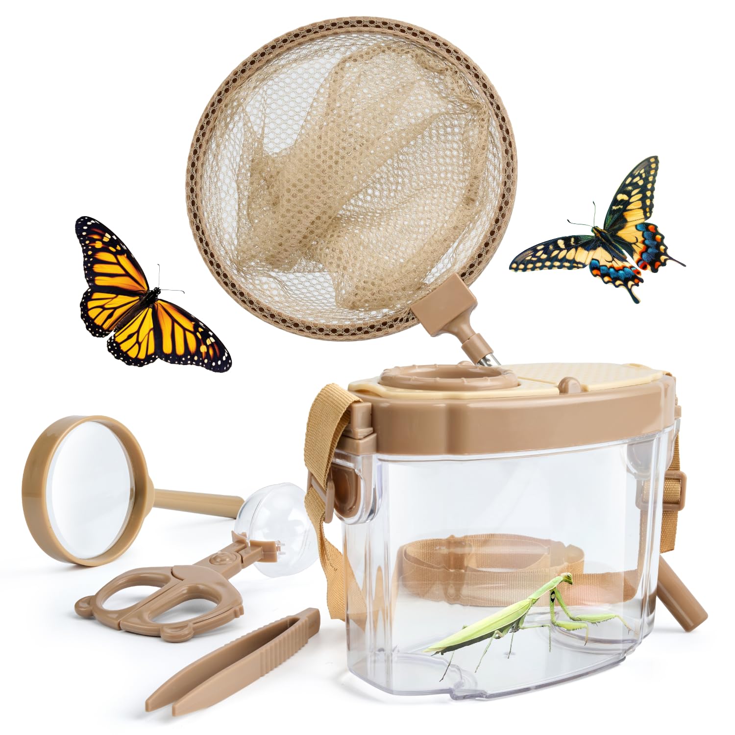 Montessori Mama Kids' Bug Catching Kit - Complete Insect Exploration Set with Habitat, Extendable Net, Magnifying Tools & Carry Strap - Educational
