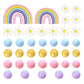 35 PCS Groovy Cake Toppers Boho Cake Topper Hippie Birthday Decorations with Flower Rainbow Balls for Boho Groovy Theme Birthday Supplies