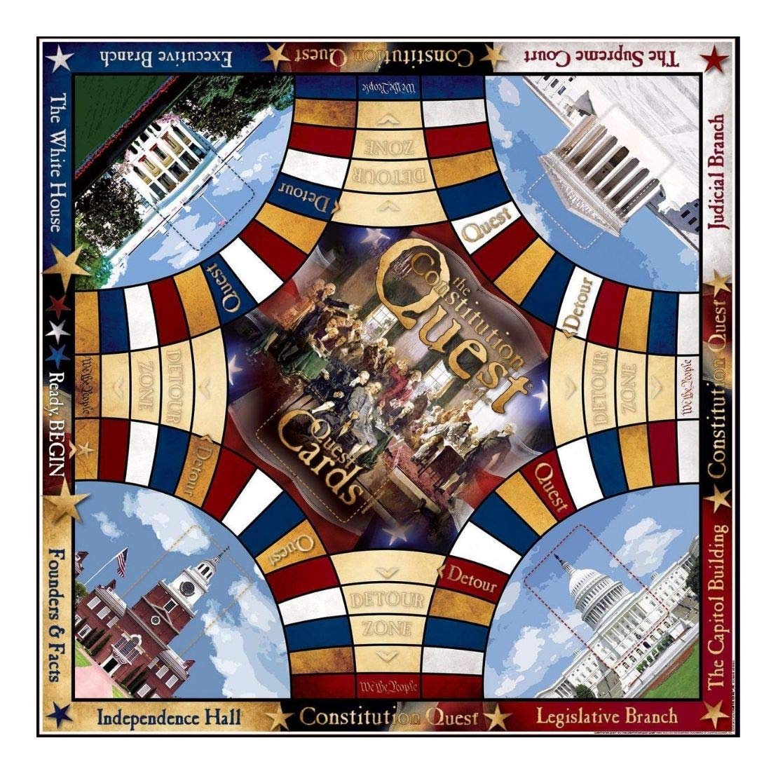 Cognitive Square Constitution Quest Board Game - Educational US History & Civics Trivia Game for Kids & Adults, 2-4 Players, Ages 10+