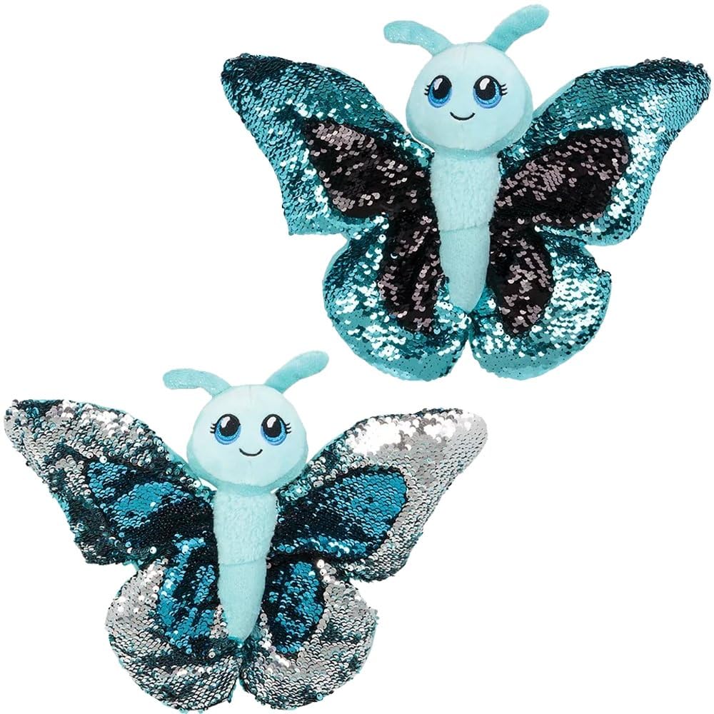 Rhode Island Novelty Reversible Sequin Butterfly Plush Stuffed Animal, 1 Piece, Random Color (Pink or Blue)