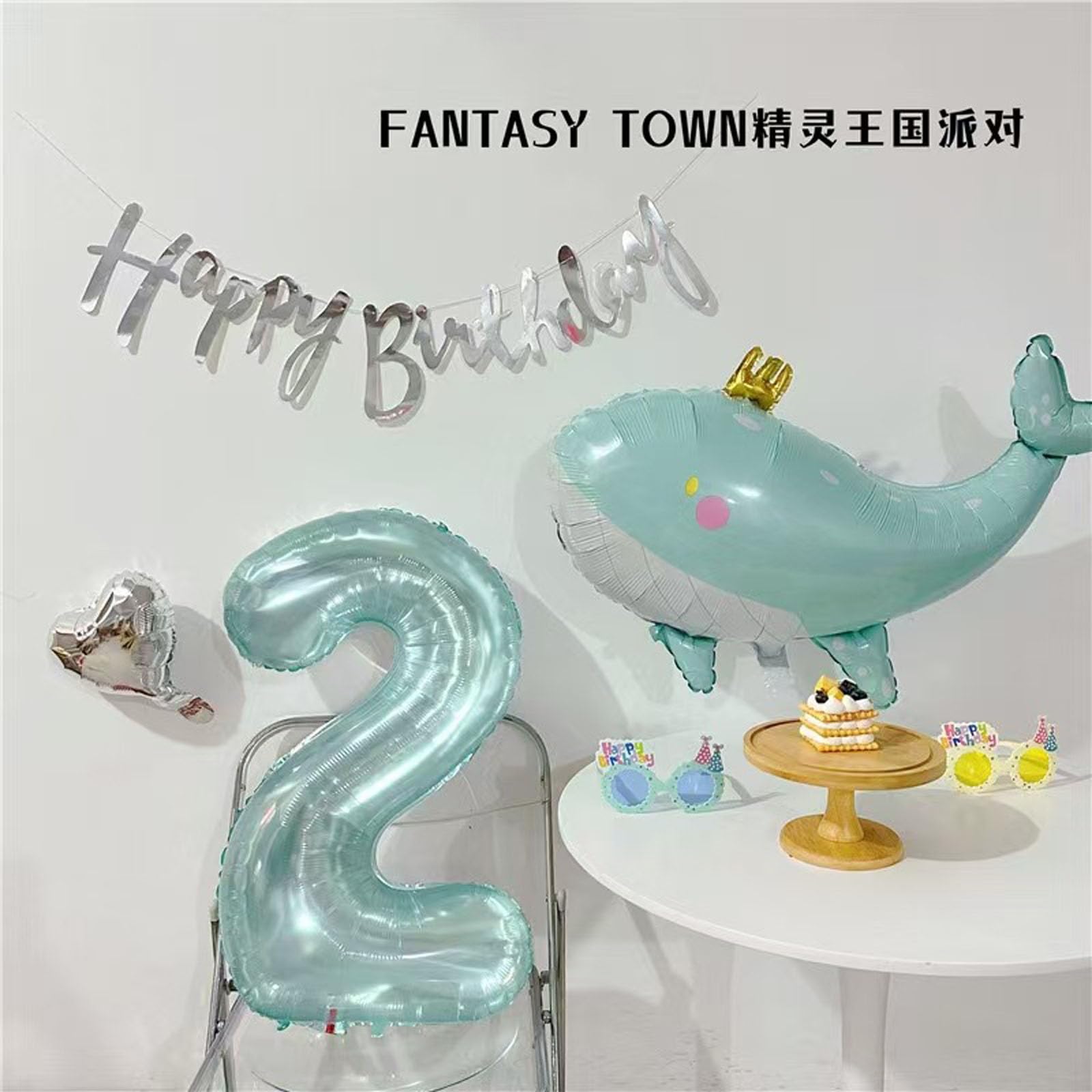 2PCS Cute Whale Shape Giant Foil Balloon Blue Whale Balloons For Ocean Animal Under The Sea Party Decoration