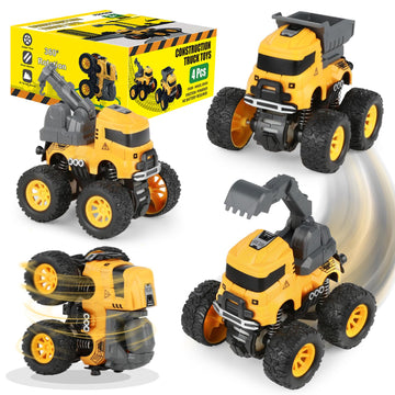 LONANDY Construction Toy Trucks, Monster Trucks Push Car for Toddlers 1-3, Best Christmas Children's Day Birthday Party Gift for Boys Age 4-7 Crane