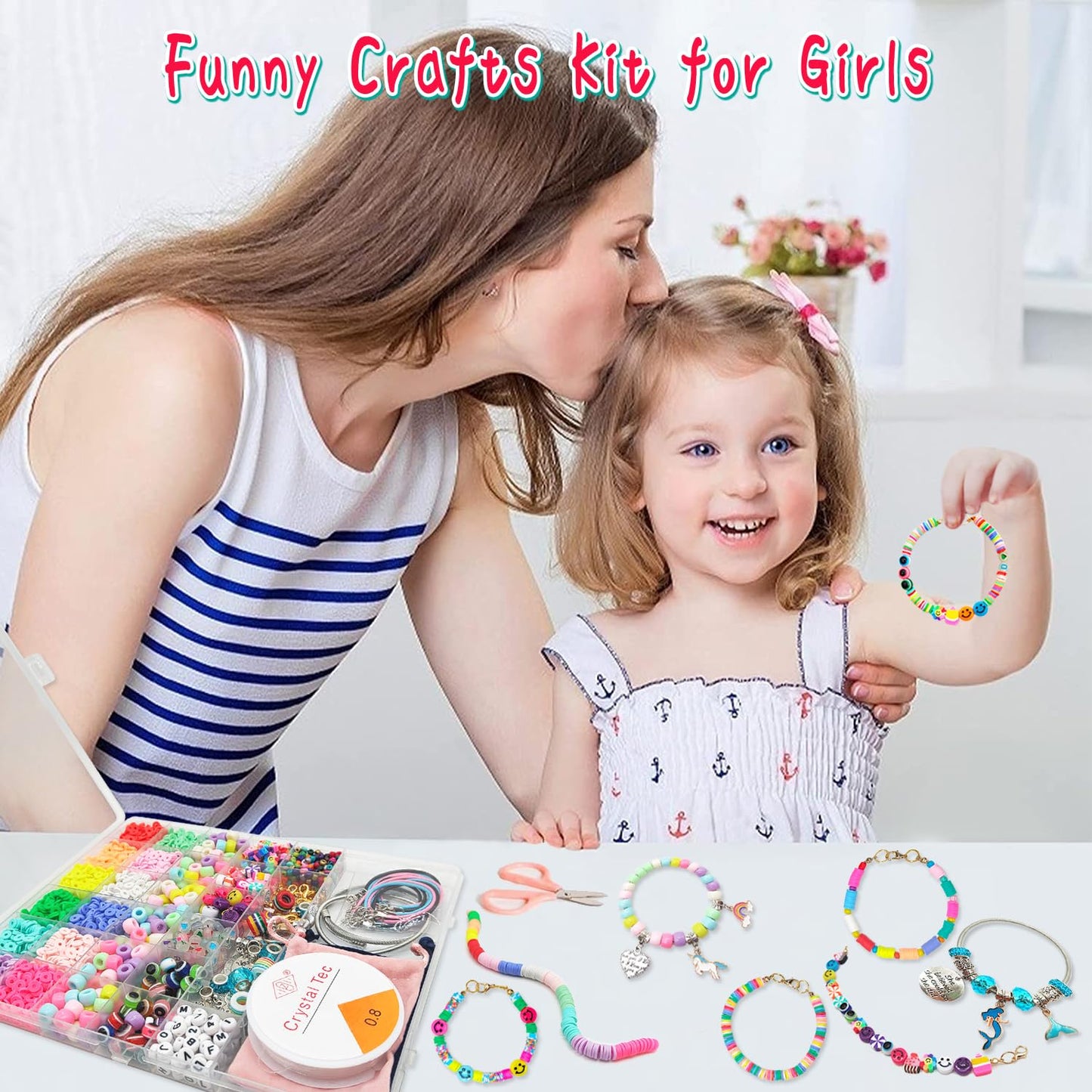 leitait Girls Toys Bracelet Making Kit -3400pcs Charm Jewelry Making Kit Supplies,Unicorn/Mermaid Crafts Birthday Christmas Gifts for Girls Ages 5 6 7