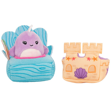 Squishville Mini-Squishmallows Plush Beach Accessory Set - Includes 2-Inch One Sand Castle , One Beach Chair - Irresistibly Soft, Colorful