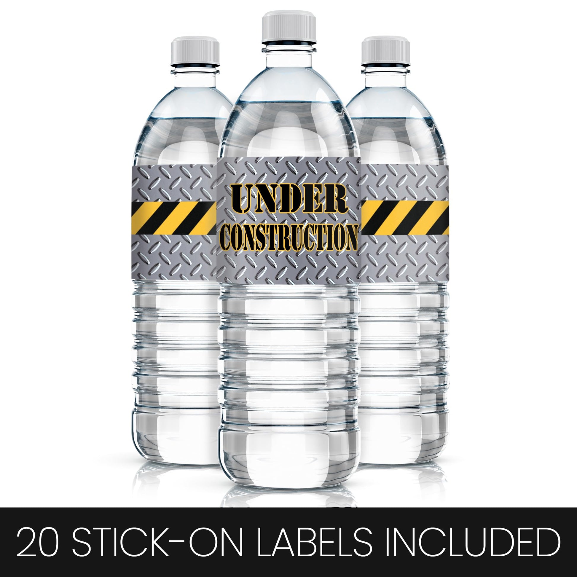 Under Construction Party Water Bottle Labels, Construction Birthday Decorations - 20 Stickers