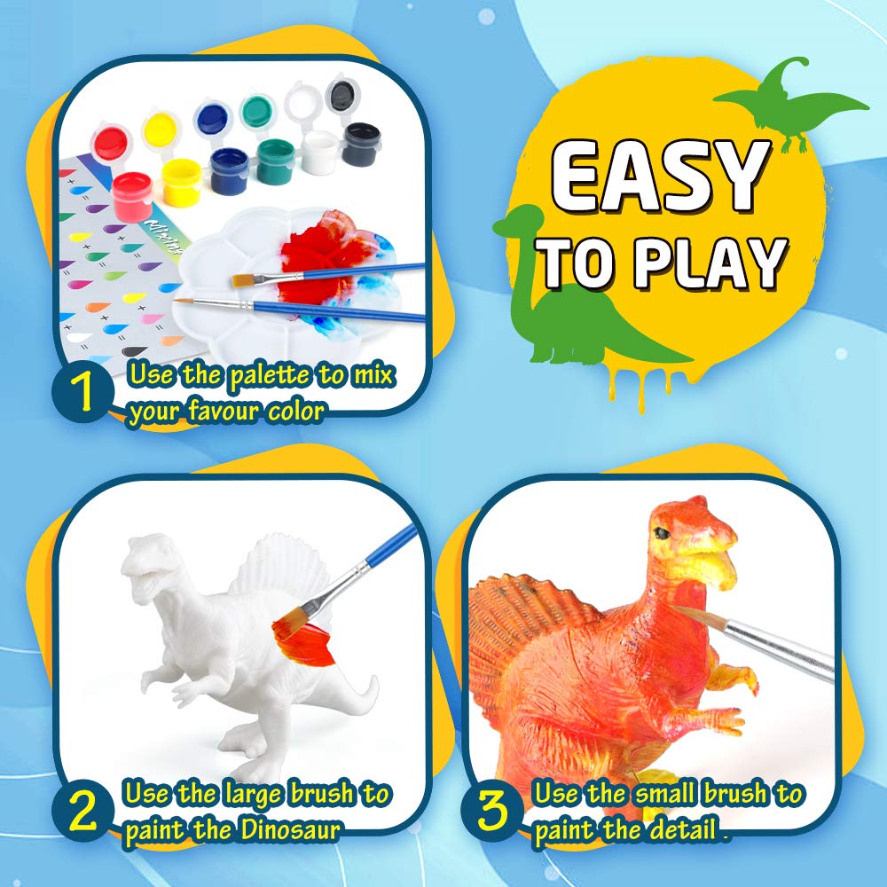 BAODLON Kids Arts Crafts Set Dinosaur Toy Painting Kit - 10 Dinosaur Figurines, Decorate Your Dinosaurs, Create a Dino World Painting Toys Gifts
