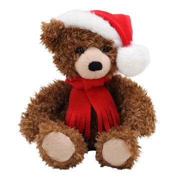 Made By Aliens Christmas Junior Teddy Bear Stuffed Animal - Adorable Xmas Plush Toy with Hat and Scarf - Soft and Cuddly Winter Companion for Kids