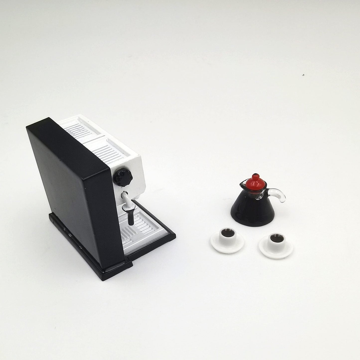 SXFSE 1:12 Dollhouse Miniature Coffee Machine, Mini Simulation Coffee Maker Machine Kitchen Accessories(Coffee Machine + Coffee Pot)
