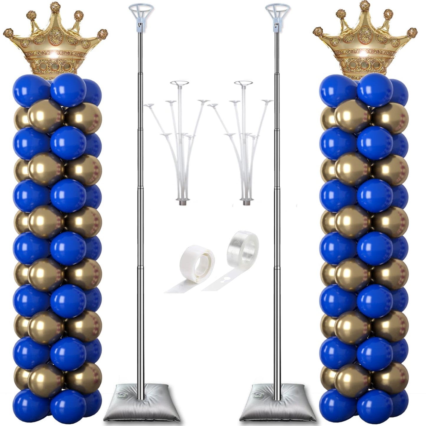 Decojoy Balloon Column Stand Kit Set of 2, 2IN1 Balloons Holder Sets Ballon Arch stand for Floor, 9 Feet Height Adjustable Metal Baloon Tower Pillar