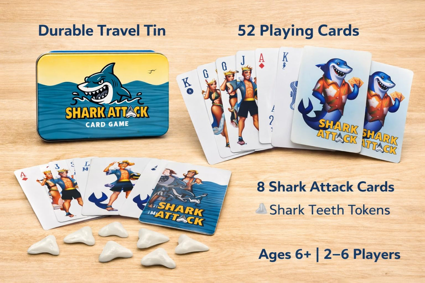 Ski House Games Shark Attack Card Game Beach Travel Family 2 to 6 Players