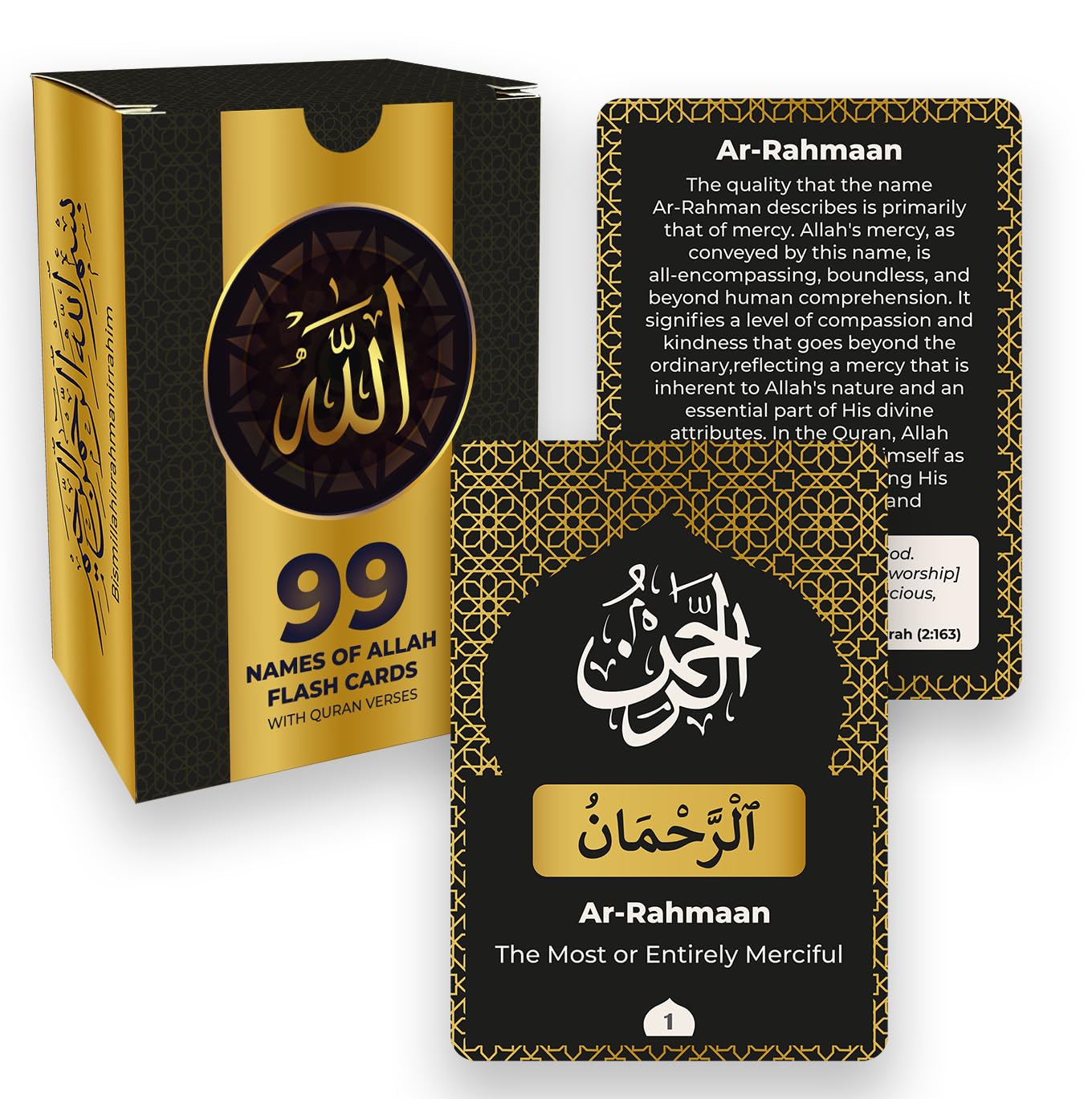 99 Names of Allah Flashcards with Quran Verses (Dual Language Arabic & English - Al Asma ul Husna) Ramadan - Eid Muslim ?slamic Gifts