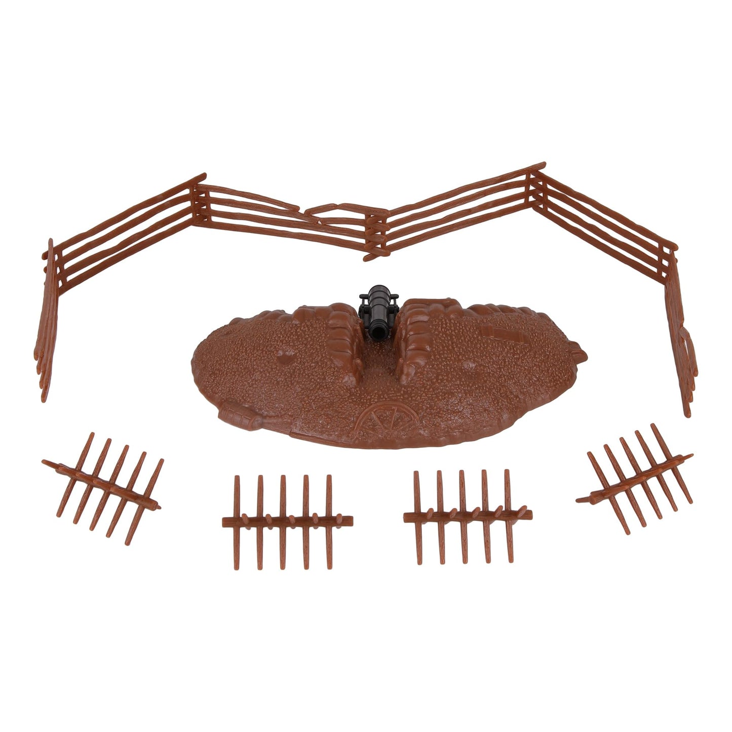 BMC CTS Redoubt Position & Naval Cannon - 12pc Brown Plastic Army Men Playset