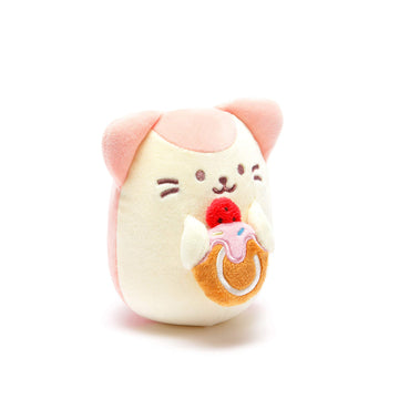 Anirollz Stuffed Animal Plush Toy - 3.5" Small Fabric Squishy Ball Doll | Soft, Warm, Cute, Comfort, Safe | Birthday Pillow with Kawaii Kitty Cat