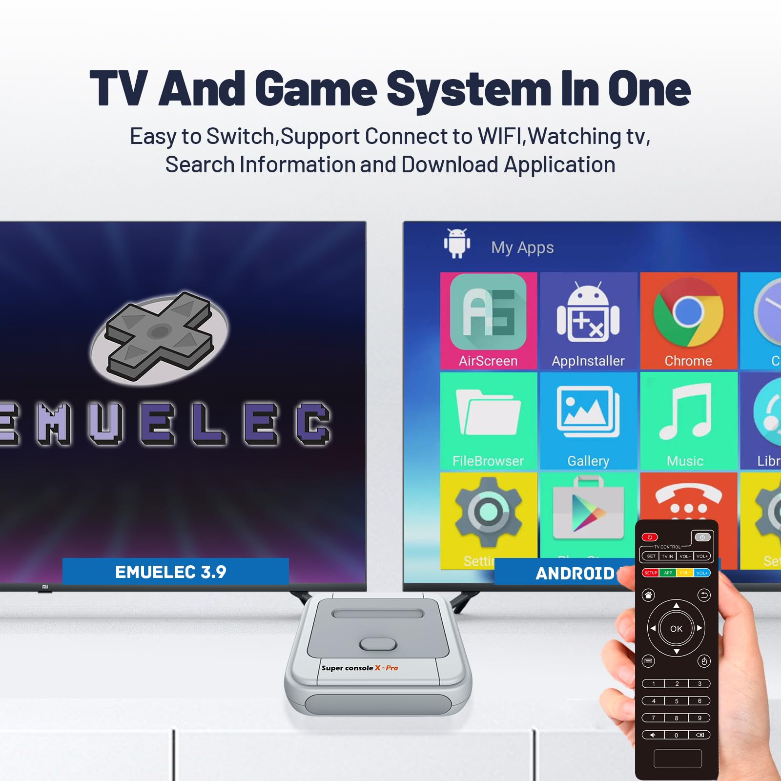 Kinhank Super Console X Pro with 37,000+ Games, 50+ Emulators retro game console, TV & Game System in 1,Emulator Console with 2 Wireless Controllers