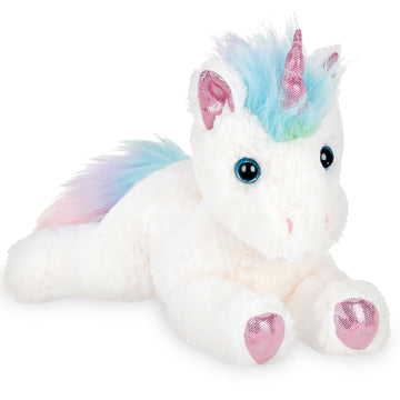 Bearington Rainbow Shimmers Unicorn Stuffed Animal - 10" Fluffy and Cuddly White Stuffed Unicorn Plush with Soft Plush Fur for Play and Cuddles