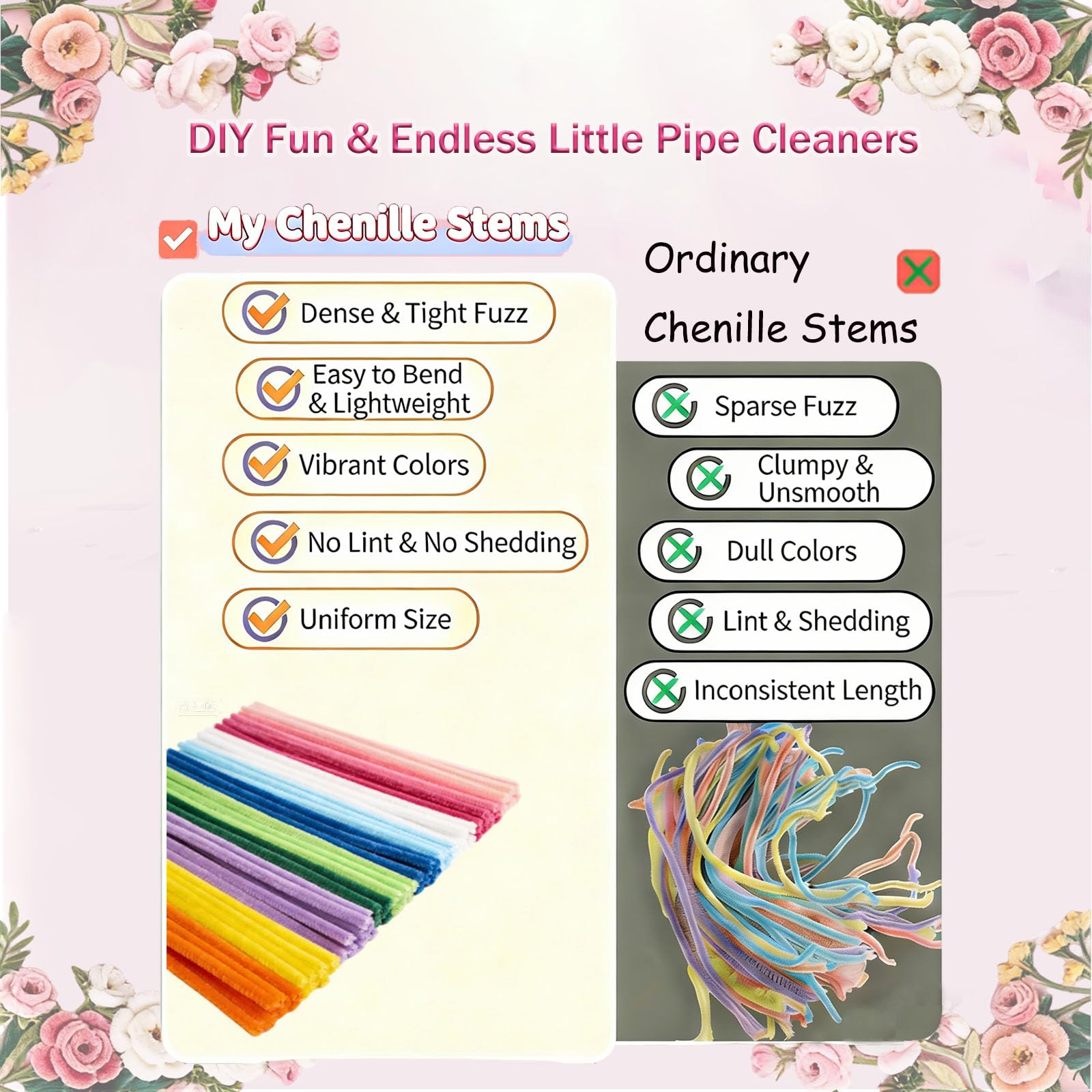 600 Pcs Pipe Cleaners Craft Kit, 12 Colors Pipe Cleaners Bulk for DIY Crafts, Beginner-Friendly Chenille Stems with Video Tutorial, Complete Pipe