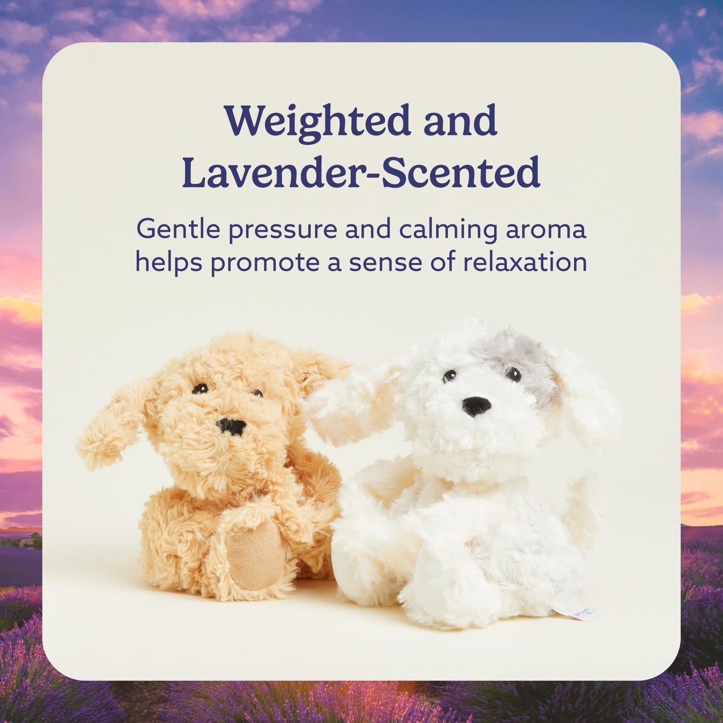warmies Hugs Duo Microwavable & Weighted Stuffed Animals, Puppy - Heatable Plush for Warmth & Cool Relief - Weighted Plushies- Heated Plushie