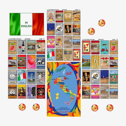 La Loteria Italiana | Fun Italian Bingo Game for Kids & Adults | 54 Colorful Cards with Tokens | Great for Family Game Night | 3-10 Players, Ages 7+ |