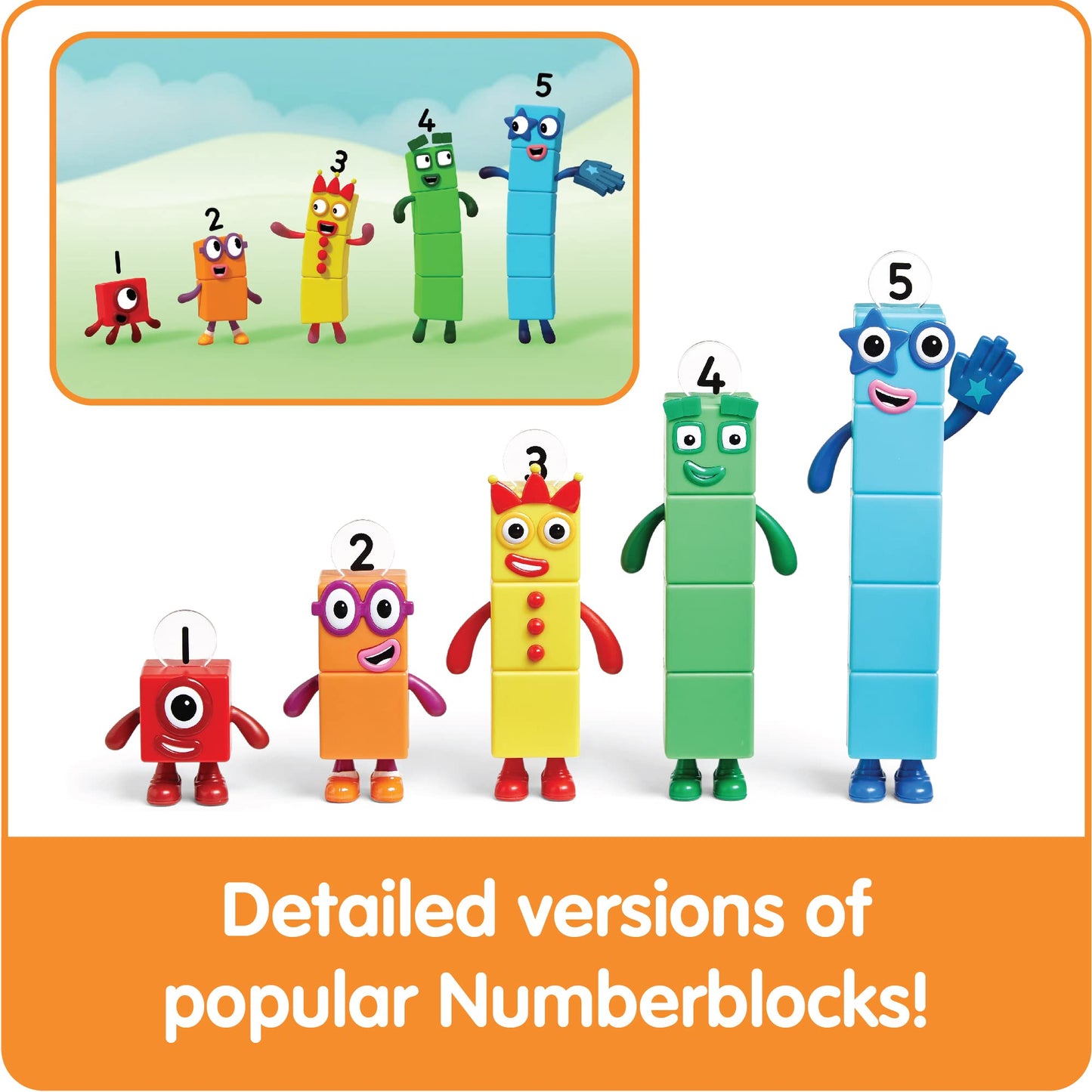 hand2mind Numberblocks Friends One to Five, Action Figure Set, Toy Figures & Playsets, Small Figurines for Kids, Counting Blocks, Numbers