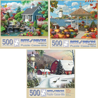 Bits and Pieces - Value Set of Three Large 500 Piece Jigsaw Puzzles for Adults - Nature Jigsaw Puzzles by Artist Alan Giana, Completed Puzzle Size