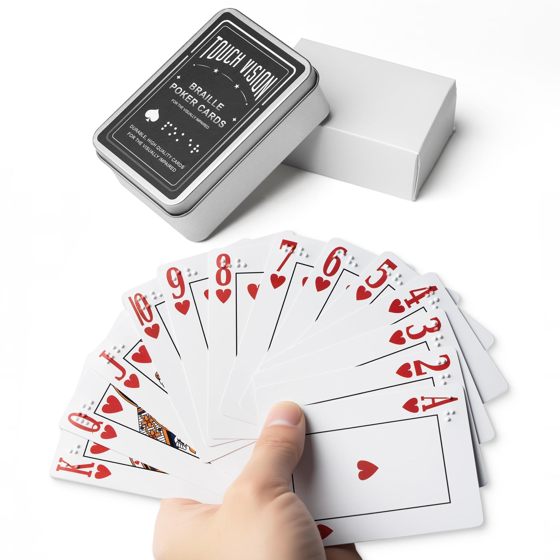 EliteSign Braille Playing Cards for Visually Impaired - Large Print Tactile Poker Cards, 2.4x3.4 Inches, Sturdy Plastic for Blind Adults & Family