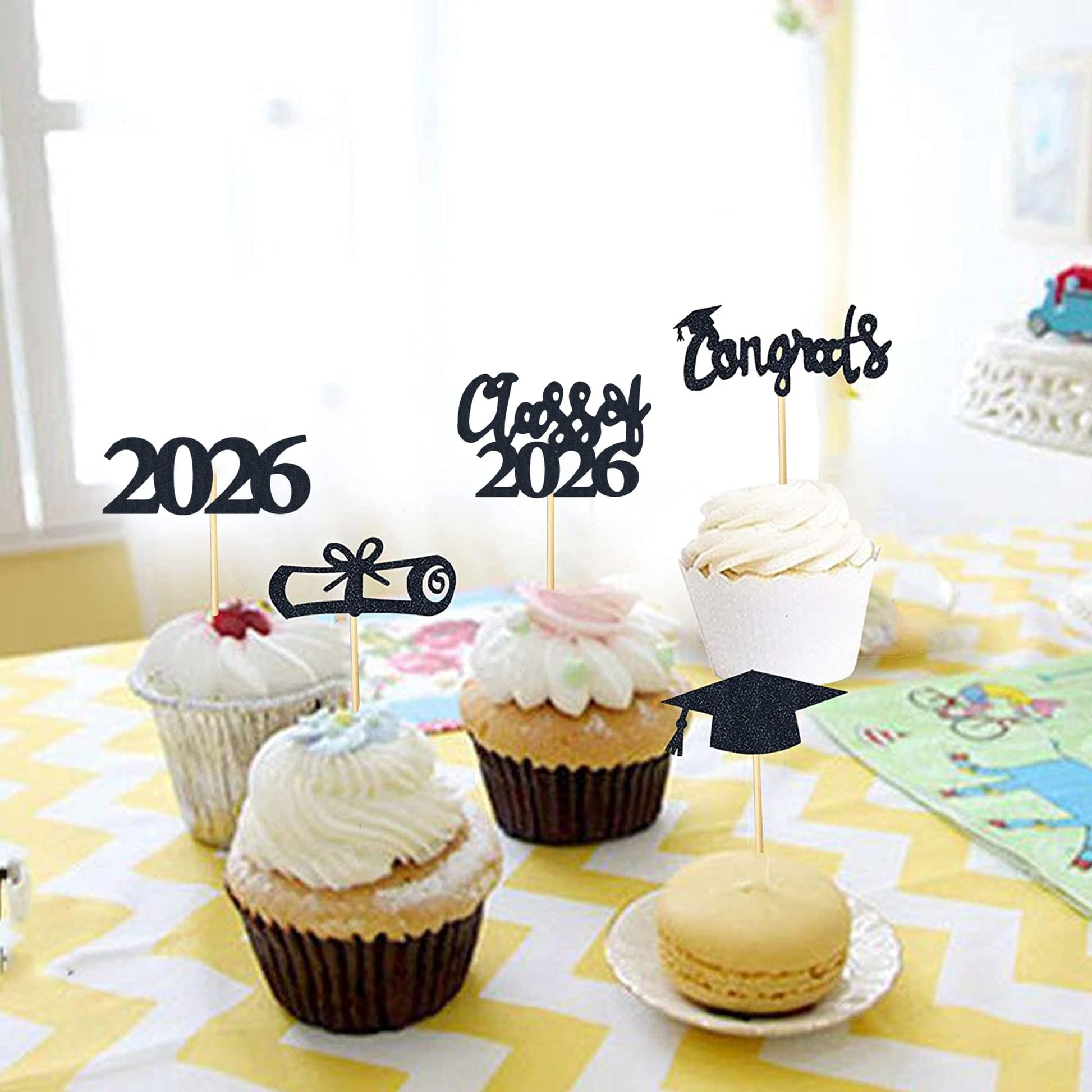 30 PCS Graduation Cupcake Toppers 2026 Diploma Grad Cap Cake Toppers Food Picks for Party Supplies and Graduation Party Favors 5 Styles
